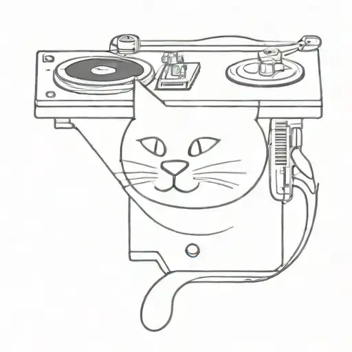 Clown Cat on a record player tattoo design idea