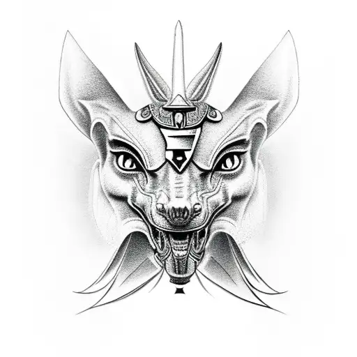 anubis 3d tattoo design idea
