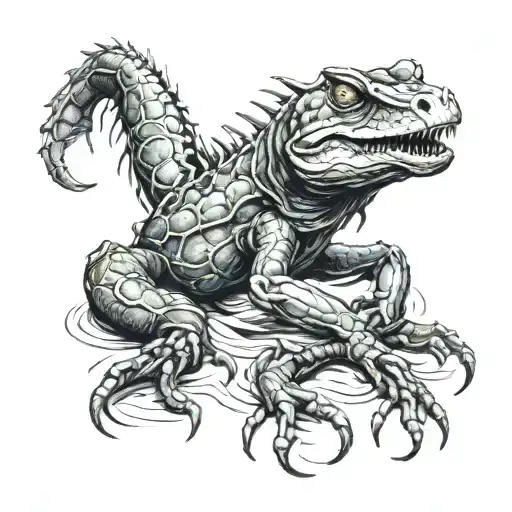 corocdile mix scorpion tattoo design idea