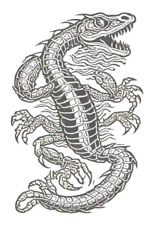 scorpion corocdile tattoo design idea