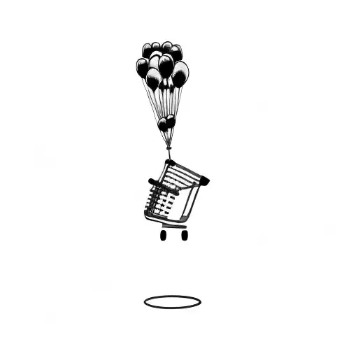 Shopping cart and Balloons tattoo design idea