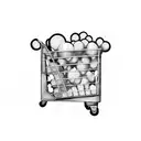 Shopping cart hanging in ballons tattoo design idea