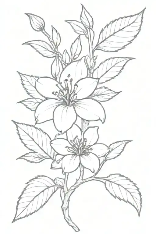 birth flower intertwined March and December tattoo design idea