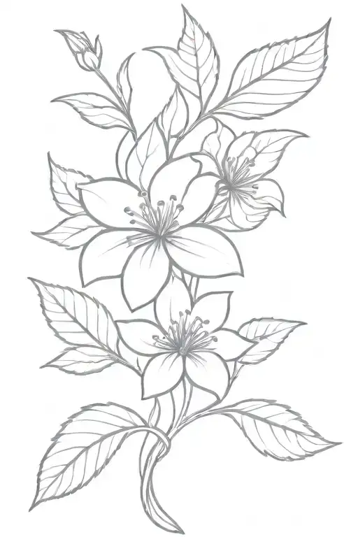 birth flower intertwined March and December tattoo design idea