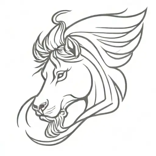 Half horse half lion head with wings  tattoo design idea