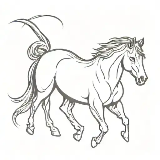 mix horse andlion head  front facing   tattoo design idea