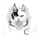 yakuza calico cat looking mean  tattoo design idea