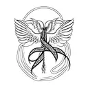 phoenix with breast cancer ribbon and phrase fight like a girl tattoo design idea