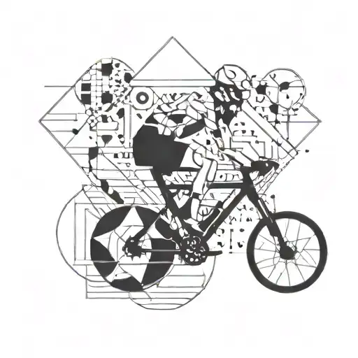 A minimalist geometric design representing the three disciplines of a triathlon (swimming, biking, running) tattoo design idea