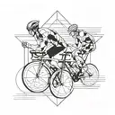 A minimalist geometric design representing the three disciplines of a triathlon (swimming, biking, running) tattoo design idea