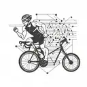 A minimalist geometric design representing the three disciplines of a triathlon (swimming, biking, running) tattoo design idea