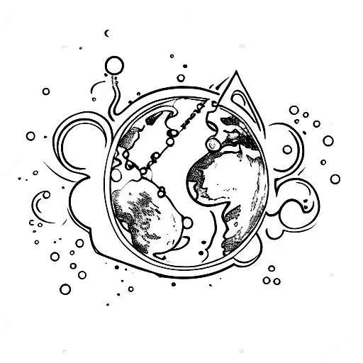 all classical elements fire, water, air, earth in cool mix tattoo design idea
