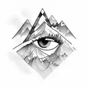 mountains with mormons eye and mystery, for the arm tattoo design idea