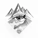 mountains with mormons eye and mystery, for the arm tattoo design idea