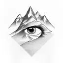 mountains with mormons eye and mystery, for the arm tattoo design idea