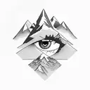 mountains with mormons eye and mystery, for the arm tattoo design idea