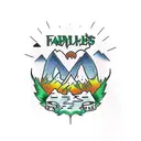 waterfalls with some respect to rap and family tattoo design idea