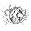 all classical elements fire, water, air, earth in cool mix tattoo design idea