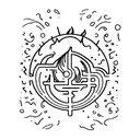 all classical elements fire, water, air, earth in cool mix tattoo design idea