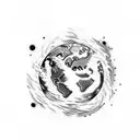 all classical elements fire, water, air, earth in cool mix tattoo design idea