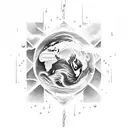 all classical elements fire, water, air, earth in cool mix tattoo design idea
