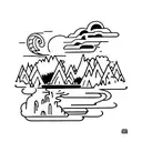 waterfalls with some respect to rap and family tattoo design idea