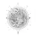 all classical elements fire, water, air, earth in cool mix tattoo design idea