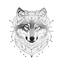 wolf, flowers tattoo design idea