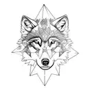 wolf, flowers tattoo design idea