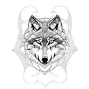 wolf, flowers tattoo design idea
