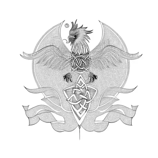 Celtic phoenix  tattoo design idea