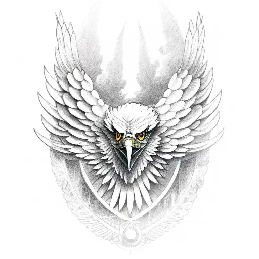 Eagle with demon and angel wings tattoo design idea