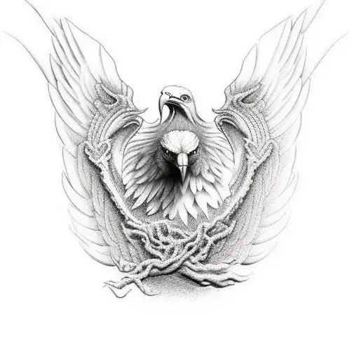 Eagle with demon and angel wings tattoo design idea