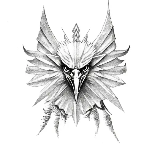 Eagle with one demon and one angel wing  tattoo design idea