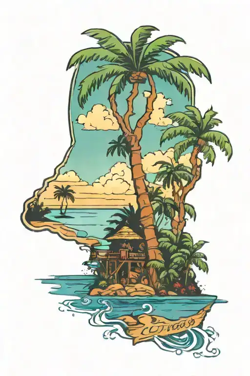 half florida landscape half illinois landscape tattoo design idea