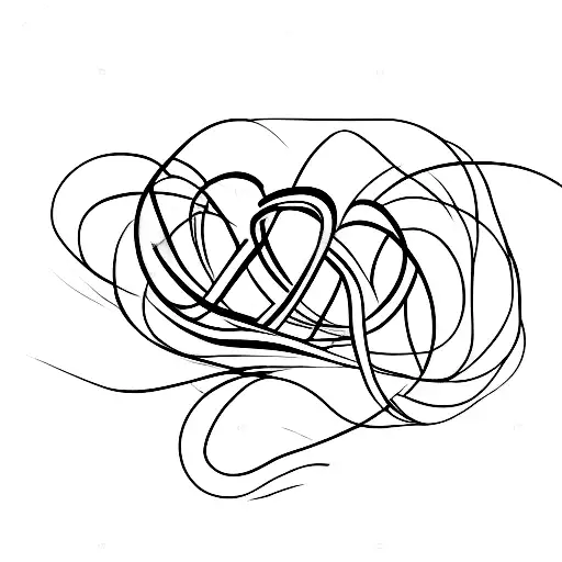 An abstract representation of love and life intertwined in a heartbeat waveform tattoo design idea