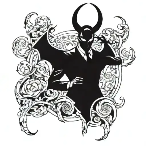 unorthodox,, rebel, satan, outcast, devil wearing suit tattoo design idea