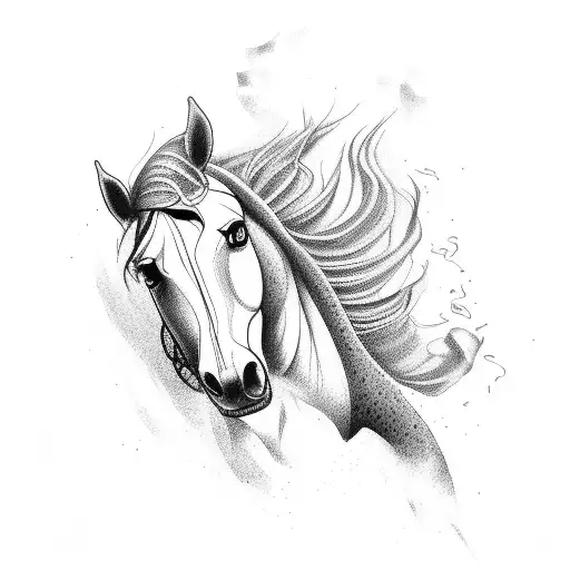 line horse jumping minimalist  tattoo design idea