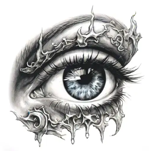 1 eye freezing 1 eye burning tattoo design idea