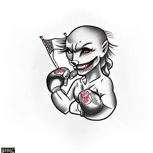 write "always in the fight" with boxing gloves tattoo design idea