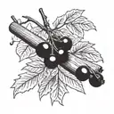 A baseball bat morphing into a cherry tree branch with ripe cherries hanging off of it tattoo design idea