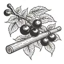 A baseball bat morphing into a cherry tree branch with ripe cherries hanging off of it tattoo design idea