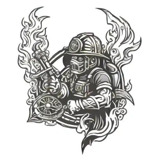 firefighters tribal west coast outdoor  tattoo design idea