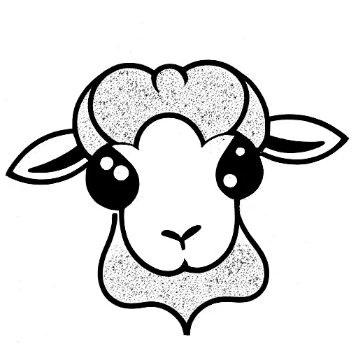 cute full little lamb, little hearts, stars tattoo design idea