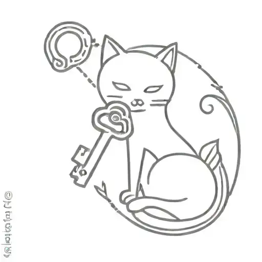 cat key and lock design simple small tattoo tattoo design idea