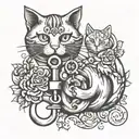 cat key and lock design simple small tattoo tattoo design idea