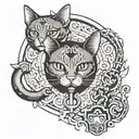 cat key and lock design simple small tattoo tattoo design idea