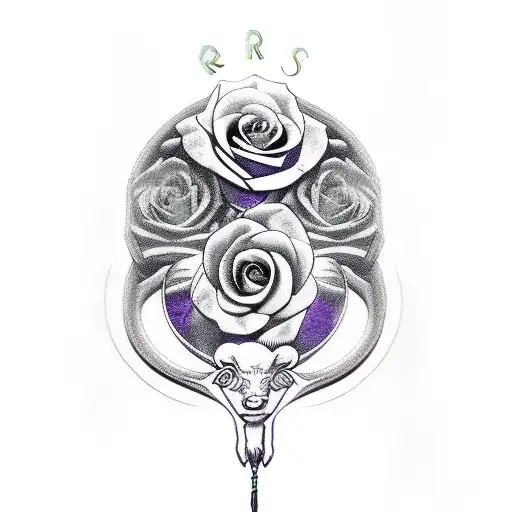 Aries Ram with Roses tattoo design idea