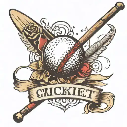 cricket ball with a hockey stick and a golf club with the date 10-12-2023 tattoo tattoo design idea