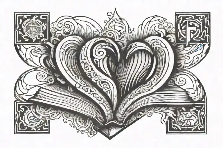 heart with an open book inside  tattoo design idea